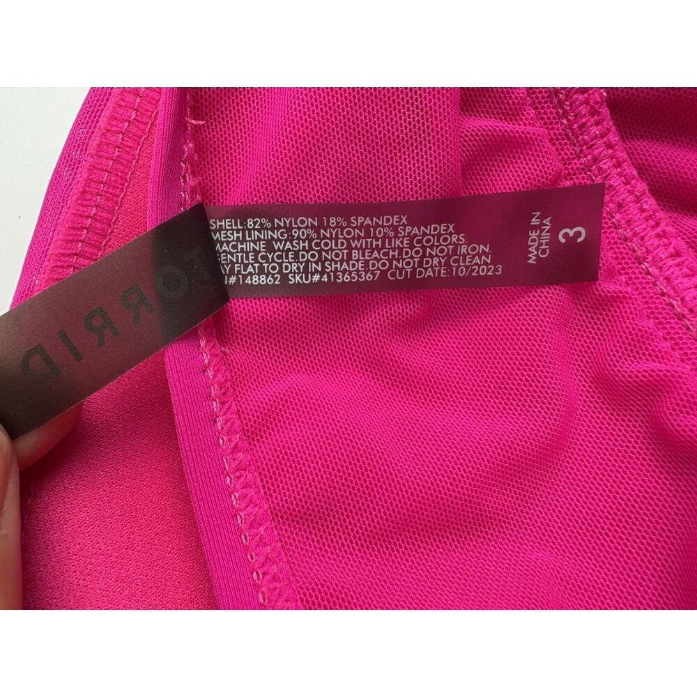 *Torrid 2 Pc Swimsuit Womens Plus 3 Hot Pink Bralette Brief Lace Up Beach Bikini - Picture 6 of 9
